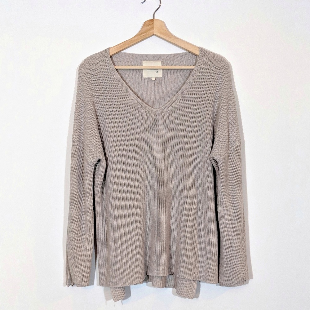 COTTON ON Taupe V-Neck Bell Sleeve Knit Sweater